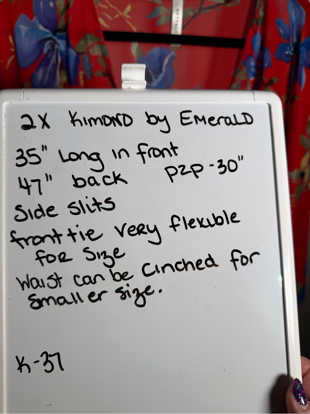 Emerald Red Floral Kimono 2x - Picture 11 of 11